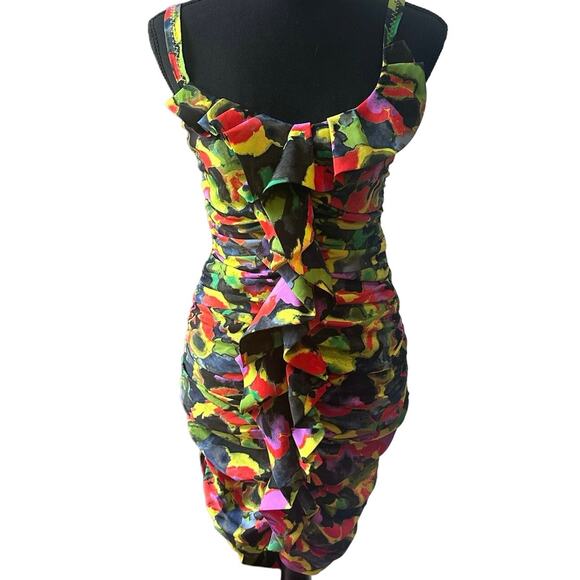 Rachel by Rachel Roy Illusion Print Sleeveless mini bodycon SZ. 0 Floral - Picture 3 of 14